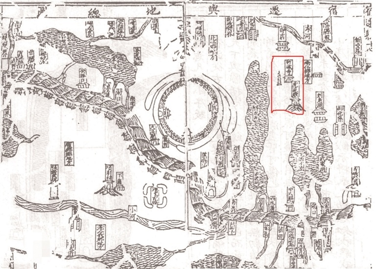 明万历《宿迁县志》中《宿迁與地总图》上标明竹城寺
